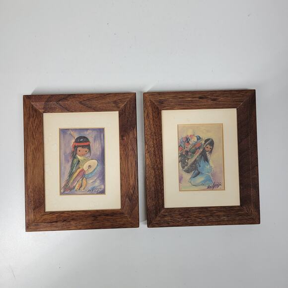 Vintage De Grazia Signed Wall Art Pair 6